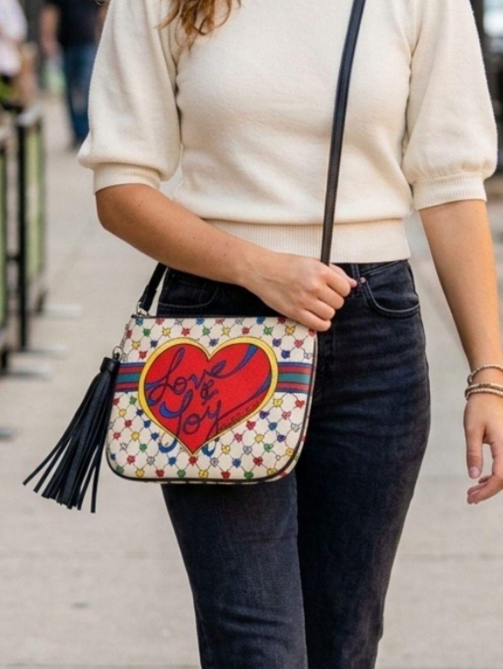 Brighton Crossbody Bag Love & Joy Tassel NWOT Hearts